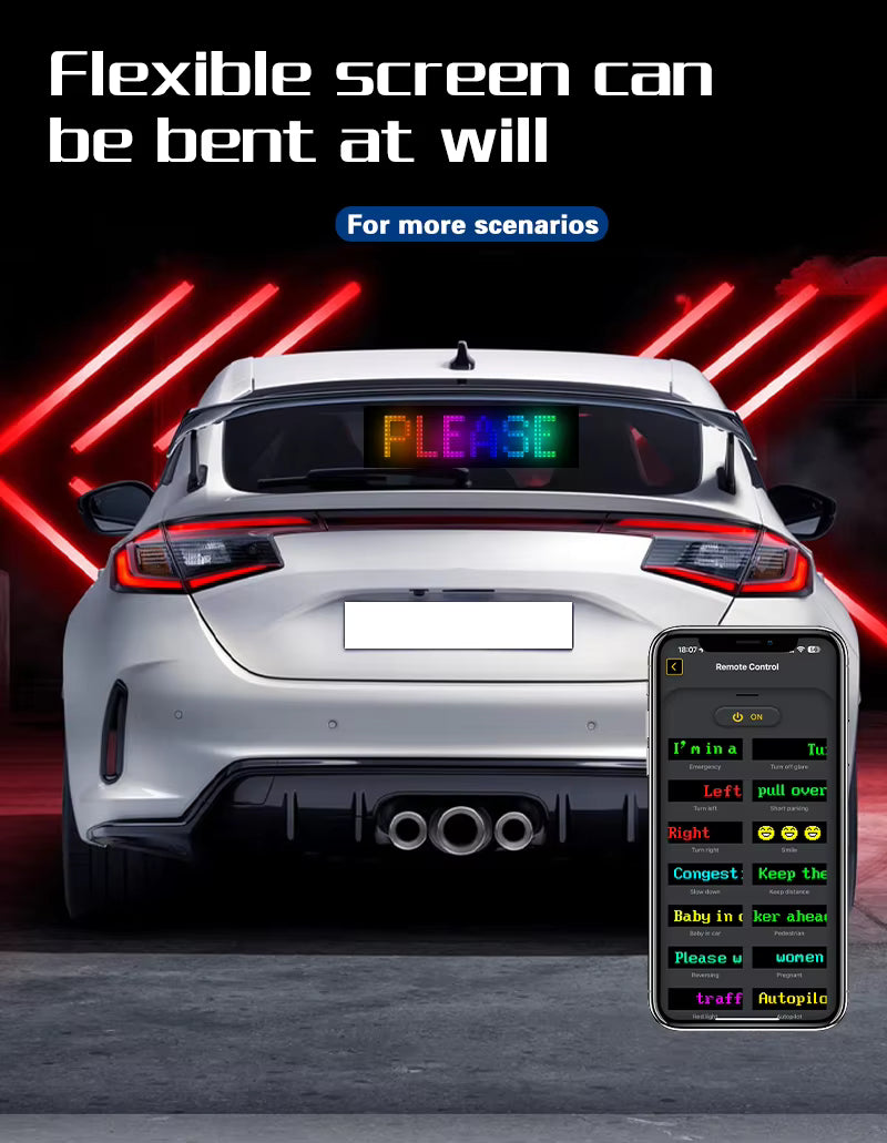 Flexible LED Display Screen For Car 92*374mm